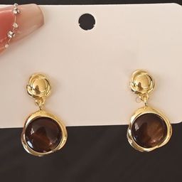 DIVASTRI Gold-Plated Artificial Stones Studded Korean Floral Drop Earrings-picture-17