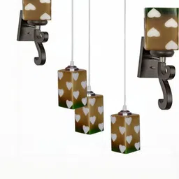 SOMIL White & Green 3 Pieces Printed Metal Cylinder Shaped Wall & Ceiling Lamp Combo-picture-33