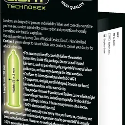 Love Light Glow condom 3 pcs pack - Natural Rubber Latex -Lubricated with Reservoir Tip -Phosphorescent - Smooth Surfaced - International quality ISO 4074 image 4