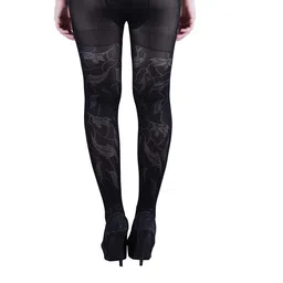 golden girl Women's Opaque Self Design Pattern Pantyhose Stockings(Black_Free Size) image 4