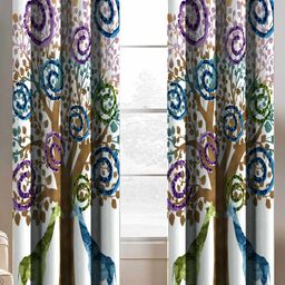 BELLA TRUE White And Blue 2 Pieces Floral Printed Regular Door Curtains-picture-15