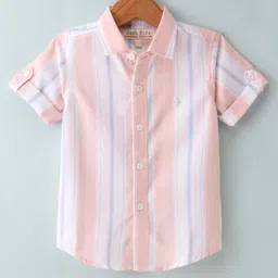 Jash Kids Half Sleeves Cotton Striped Shirt - Peach-picture-10