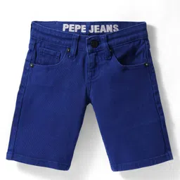 Pepe Jeans Cotton Elastane Woven Above Knee Length Solid Shorts - Navy Blue-picture-17