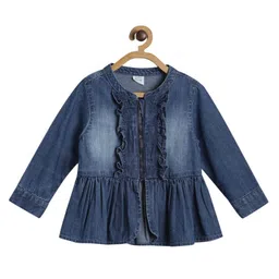 MINI KLUB Cotton Full Sleeves Washed Jacket - Blue-image-61