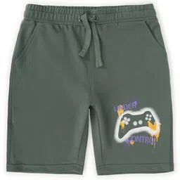 ALAN JONES Cotton Blend Knit Under Control Text Printed Shorts - Green-picture-33