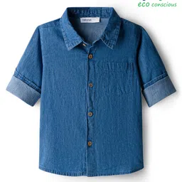 Babyoye 100% Cotton Full Sleeves Washed Denim Shirt - Blue-image-87