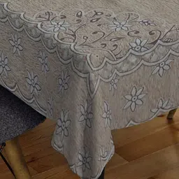 Sun Rise Peach And Grey Floral Printed 6-Seater Table Cover image 2