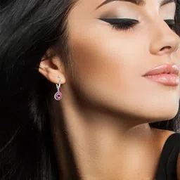 DEVASHREE 925 Silver Rhodium-Plated Cubic Zirconia Studded Circular Shaped Hoop Earrings image 4