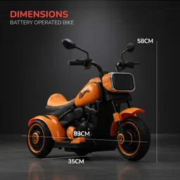 Baybee Motocruise Rechargeable Electric Bike for Kids with MP3 Player, USB, Bluetooth, RGB LED Lights & Foot Accelerator Battery-Operated Ride-On Baby Big Bikes for Boys & Girls 1-5 Years (Orange) image 3