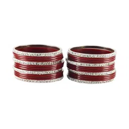 Vidhya Kangan Set of 26 Maroon & White Stone Studded Bangles image 4