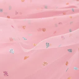 Mark & Mia Woven Singlet Sleeves Frock Style Party Onesie with Glitter Print & Sequin Detailing - Pink image 4