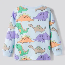 Bonfino 100% Cotton Knit Full Sleeves Night Suits with Dino Print & Stripes Pack of 3 - Multicolor image 3