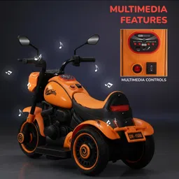 Baybee Motocruise Rechargeable Electric Bike for Kids with MP3 Player, USB, Bluetooth, RGB LED Lights & Foot Accelerator Battery-Operated Ride-On Baby Big Bikes for Boys & Girls 1-5 Years (Orange) image 4