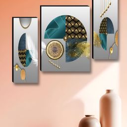 Aura Black & Gold-Toned 3 Pieces Abstract Wooden Wall Art-picture-35