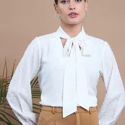 Noi Self Design Tie-Up Neck Top-picture-38