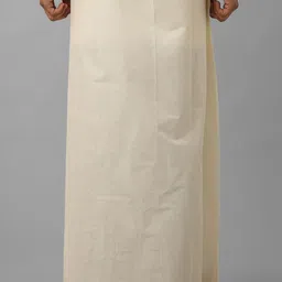 Ramraj Men Kora Cotton Double Layer Zari Border Dhoti image 4