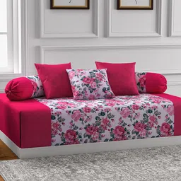 SWAYAM Pink & Magenta Floral Print Diwan Set image 1