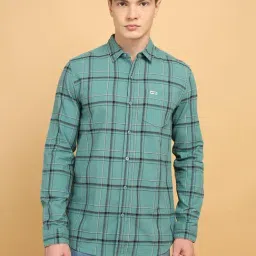 Wrangler Teal Green Cotton Regular Fit Checks Shirt-picture-37