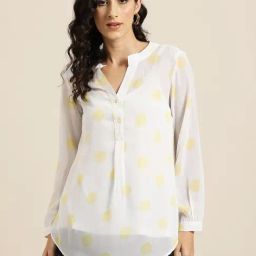 Qurvii White & Yellow Polka Dot Shirt-picture-32
