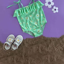 KICKS & CRAWL Girls Printed Sleeveless Bodysuit image 1