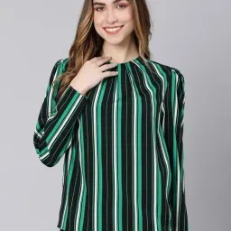 Oxolloxo Black & Green Striped Top-image-99