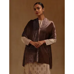 Soch Earth Velvet Solid Shawl with Stone Work-picture-23