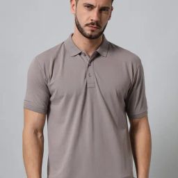 GRIFFEL Grey Regular Fit Polo T-Shirt-picture-48