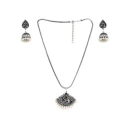 Teejh Silver-Plated Jaasritha Stacked Necklace Set-picture-9