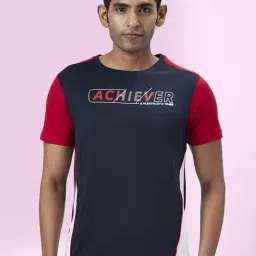 Ajile by Pantaloons Red Cotton Slim Fit Colour Block T-Shirt-picture-19