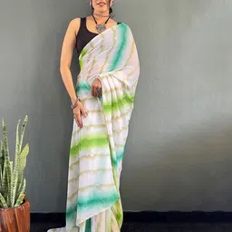 Panzora Embellished Poly Georgette Ready to Wear Ikat Saree image 3