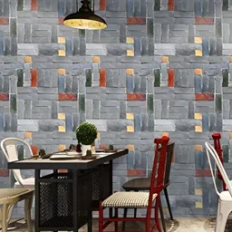 Asian royal Grey & Red 3D Floral Printed Self Adhesive Wall Sticker-image-67