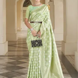 Elora Green Cotton Silk Woven Saree With Unstitched Blouse-picture-16