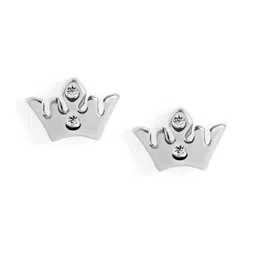 Luxevogue 92.5 Silver Rhodium Plated Crown Shaped Studs Earrings-picture-14