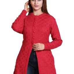 Varenyam Women Woollen Cable Knit Longline Cardigan-image-16