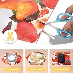 Aura White & Orange Colored Printed Water Resistant Anti-Slip Shelf Liner Organiser image 4