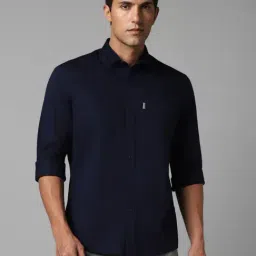 Louis Philippe Jeans Navy Cotton Slim Fit Shirt-image-33