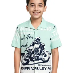 CAVIO Boys Green Cotton Printed Comfort Casual Shirts-image-12