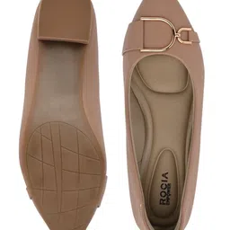 Rocia Women Solid Pointed Toe Block Heel Pumps with Buckles image 4