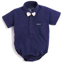 Polka Tots Cotton Half Sleeve Abstract Printed Romper  - Navy Blue-picture-21