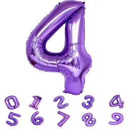 Décor Mantra 32 Inch Number Foil Balloon 4 For birthday Decorations Items-Purple Color-Pack of 1-image-44
