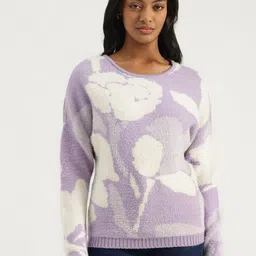 United Colors of Benetton Women Floral Printed Pullover Sweater image 1
