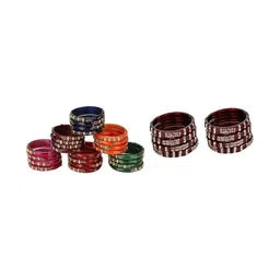 SOMIL Set Of 32 Artificial Stones Studded & Beaded Glass Bangles-picture-19