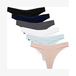 ORLIZEA Women Pack Of 6 Mid Rise Thong Briefs image 2