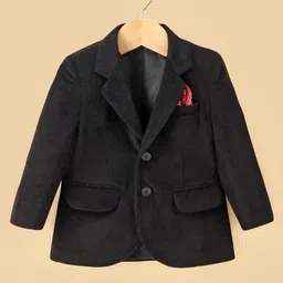 Robo Fry Woven Full Sleeves Solid Colour Blazer with Text Printed T-Shirt - Black image 4