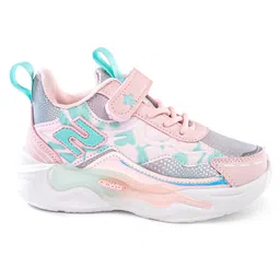 Cute Walk by Babyhug Velcro Closure Sneaker Shoes With Lace Detailing & Splash Print - Pink image 4