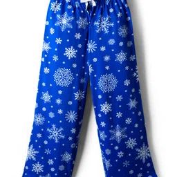 Pine Kids Single Jersey Knit Full Sleeves Co-ord Night Suit with Snowflake Print - Royal Blue image 4