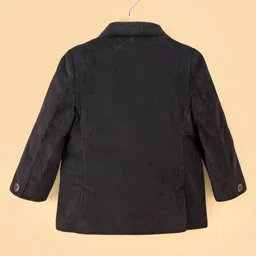 Robo Fry Woven Full Sleeves Solid Colour Blazer with Text Printed T-Shirt - Black image 5