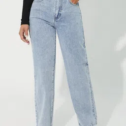 DressBerry Women Comfort Straight Fit High-Rise Light Fade Acid Wash Stretchable Jeans-image-93