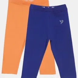 TWIN BIRDS Kids Navy & Yellow Cotton Regular Fit Leggings (Pack of 2)-picture-12