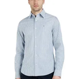 GANT Mens Light Blue Slim Stretch Poplin Striped Shirt-picture-18